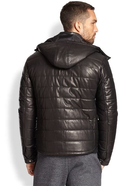 leather jackets dolce gabbana black wool puffer dg0601 mens|Collarless leather jacket in Black for Men .